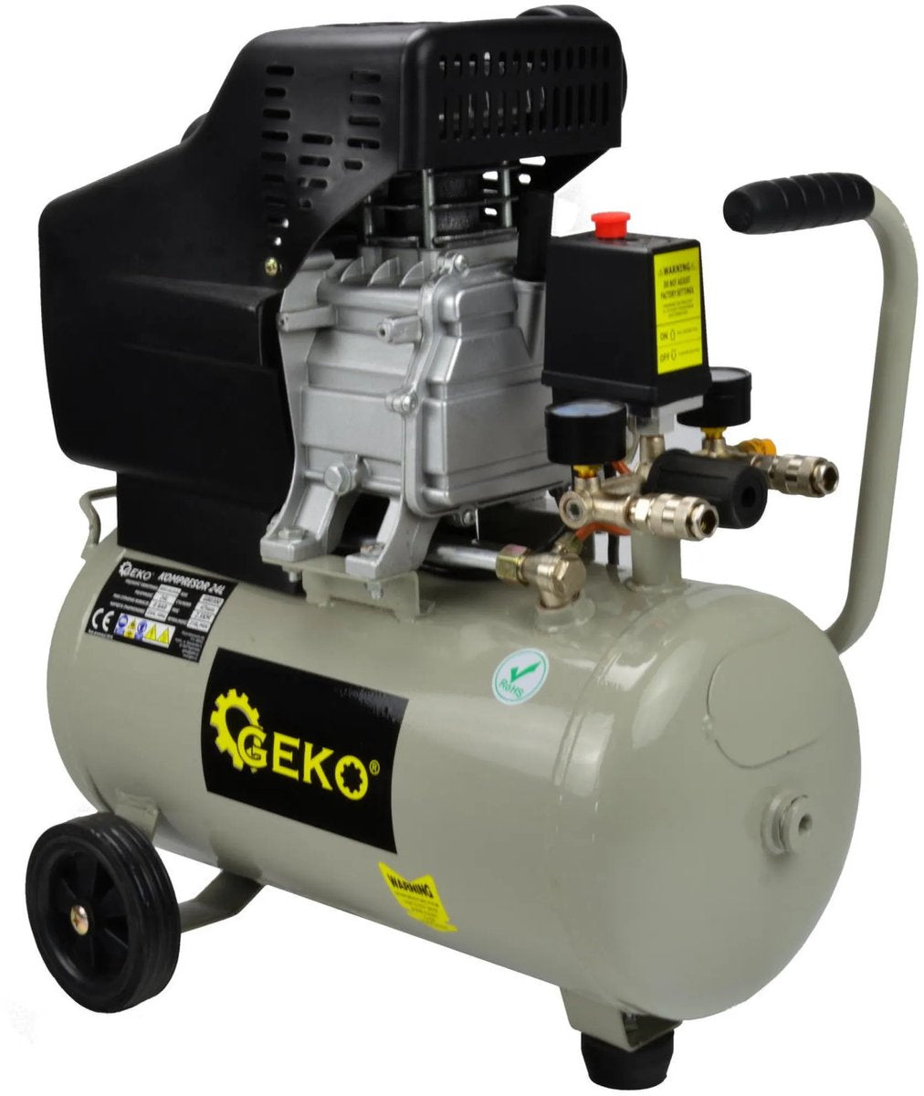 Compresseur d'air lubrifié à l'huile Geko - 24l - 8 bar - 210 l min - acier - conception horizontale