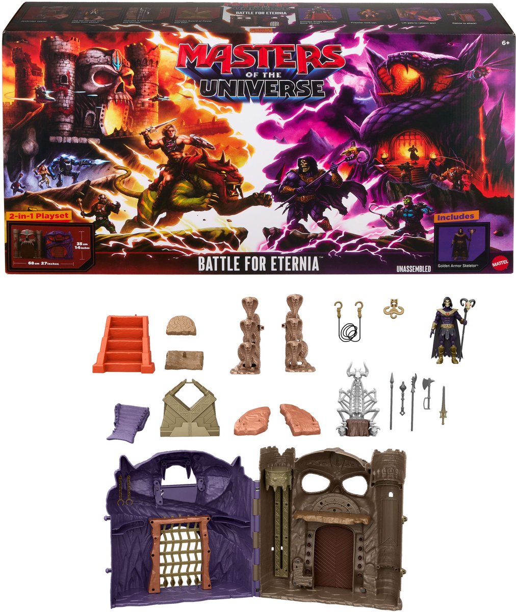 Ensemble de jeu Les Maîtres de l'Univers La Bataille pour Eternia - Castle Grayskull, Snake Mountain et Skeletor