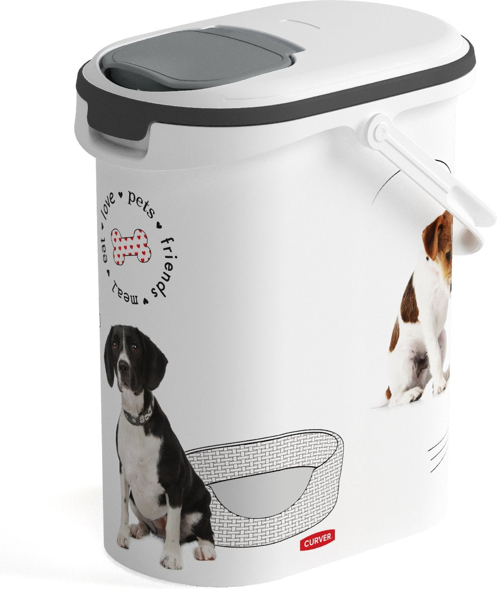 Curver récipient alimentaire chien - 10l - 4kg - 30x19x35cm - blanc gris