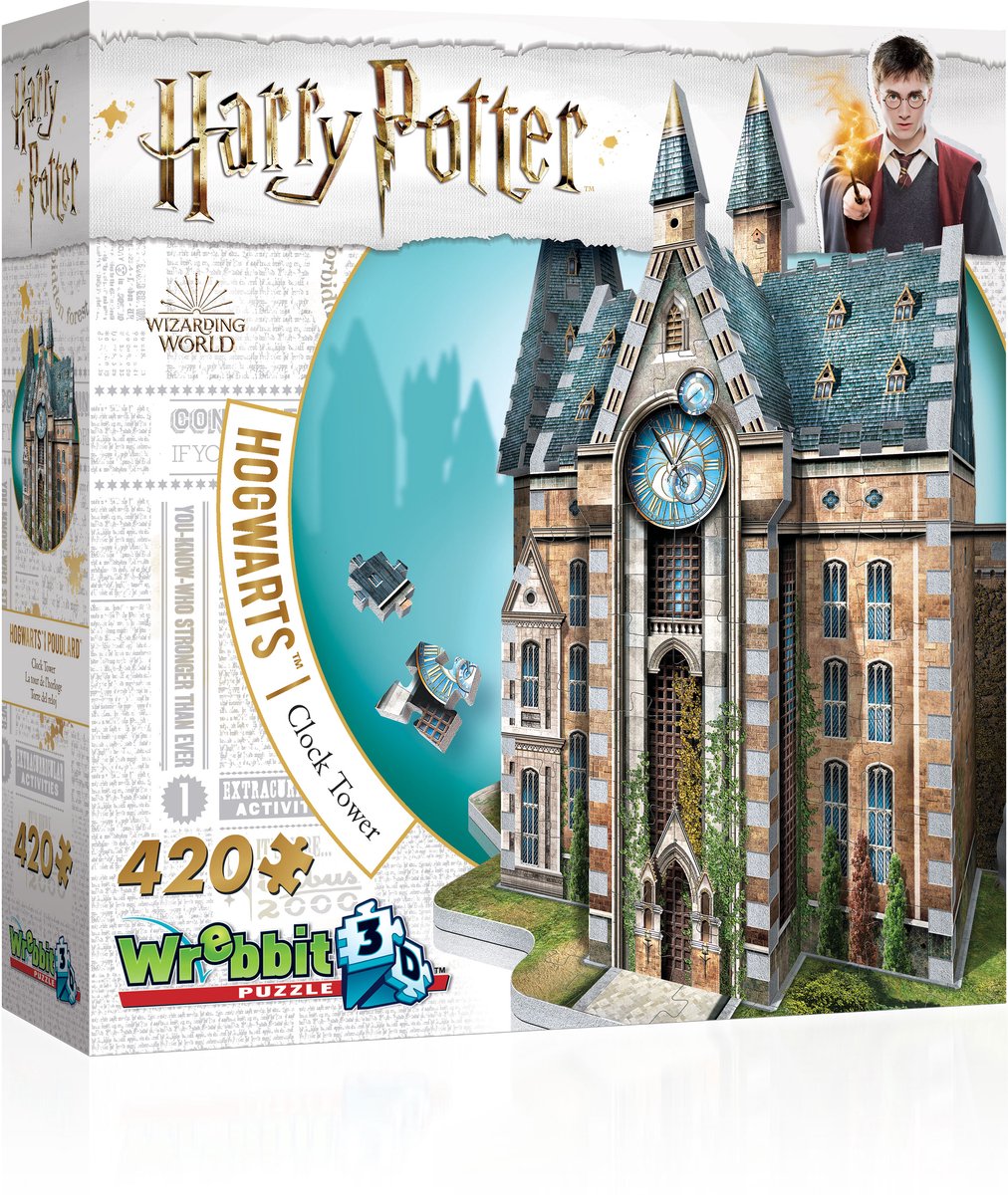 Puzzle 3D Wrebbit - Puzzle 3D Harry Potter Tour de l'Horloge de Poudlard 420 pièces.