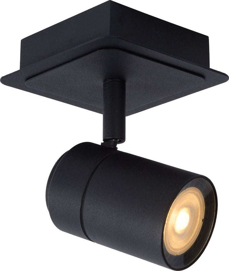 Lucide lennert - spot de plafond (plafonnier) salle de bain - led dimmable - gu10 - 1x5w 3000k - ip44 - noir
