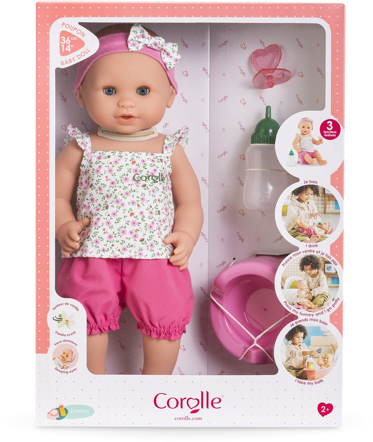 Corolle mon grande poupon poupée qui boit et fait pipi emma - 36cm