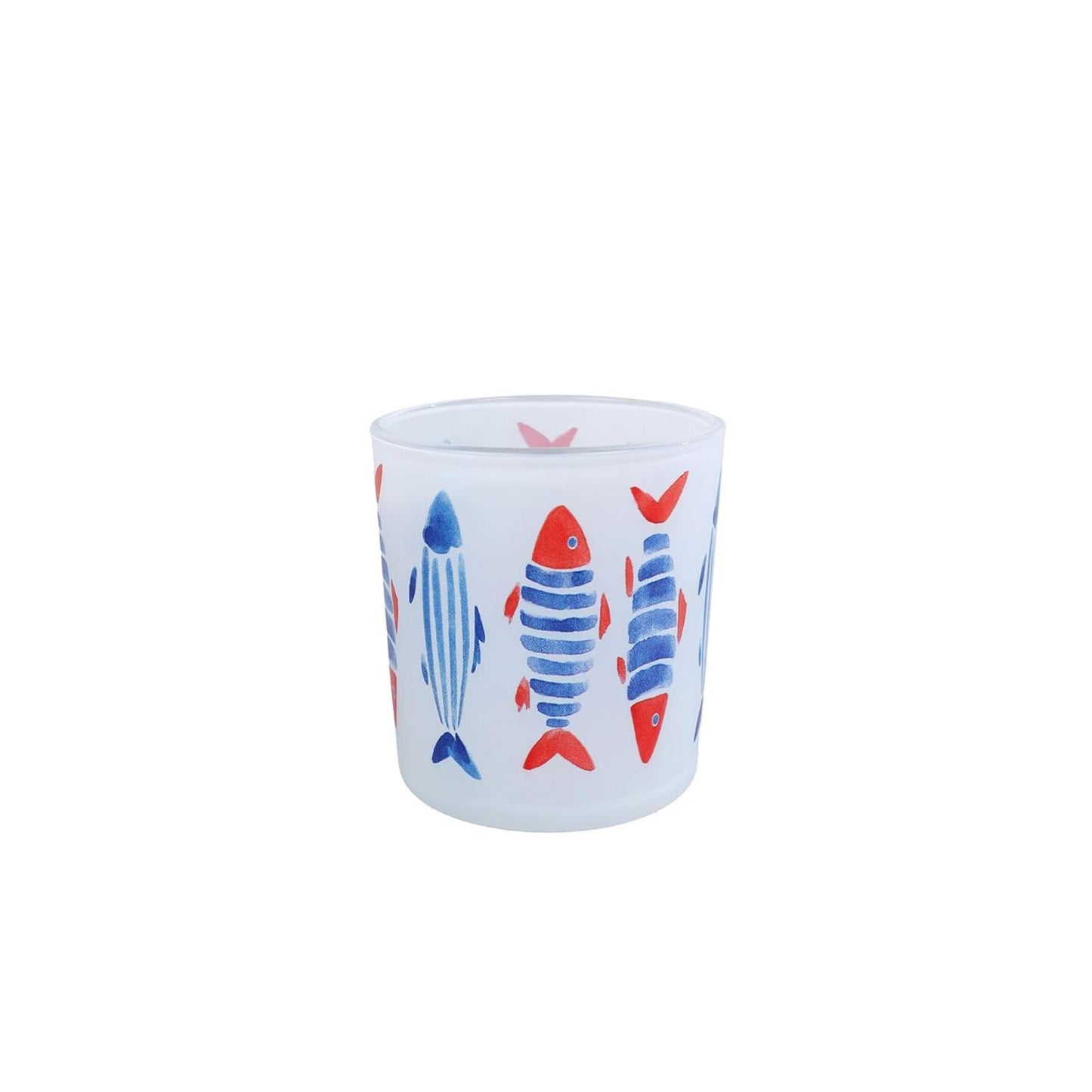 Photophore poisson s verre bleu rouge