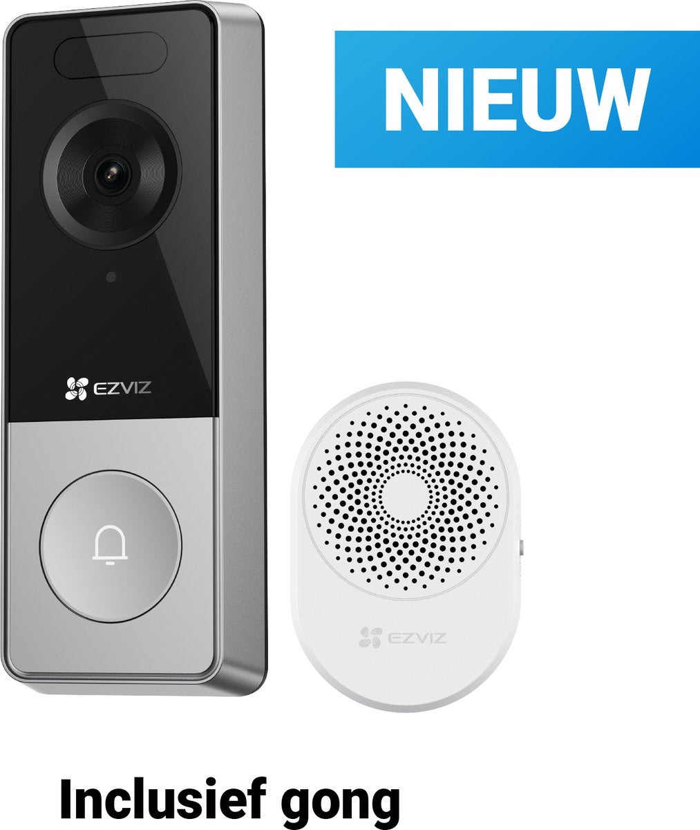 Sonnette vidéo intelligente Ezviz hp8 3k avec carillon - sonnette sans fil avec caméra - détection de personne par vision nocturne - installation facile - WiFi 6 - pas de frais mensuels