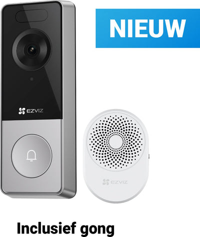 Sonnette vidéo intelligente Ezviz hp8 3k avec carillon - sonnette sans fil avec caméra - détection de personne par vision nocturne - installation facile - WiFi 6 - pas de frais mensuels