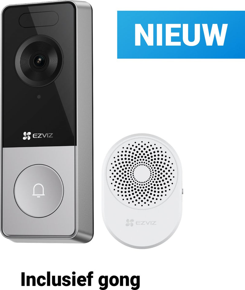 Sonnette vidéo intelligente Ezviz hp8 3k avec carillon - sonnette sans fil avec caméra - détection de personne par vision nocturne - installation facile - WiFi 6 - pas de frais mensuels