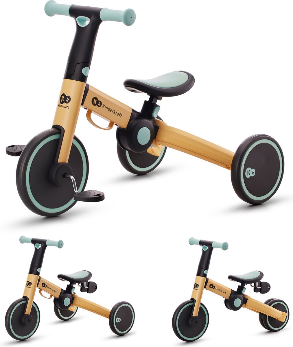 Tricycle 3 en 1 Kinderkraft 4trike - pour enfants à partir de 1 an - selle réglable, roues eva, léger et pliable - bleu