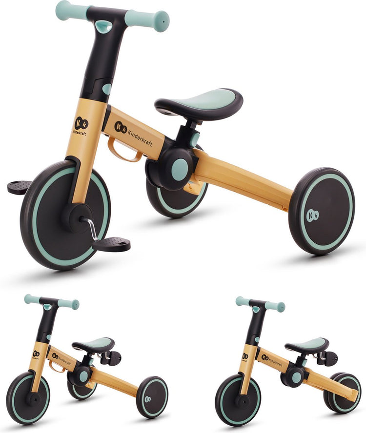 Tricycle 3 en 1 Kinderkraft 4trike - pour enfants à partir de 1 an - selle réglable, roues eva, léger et pliable - bleu
