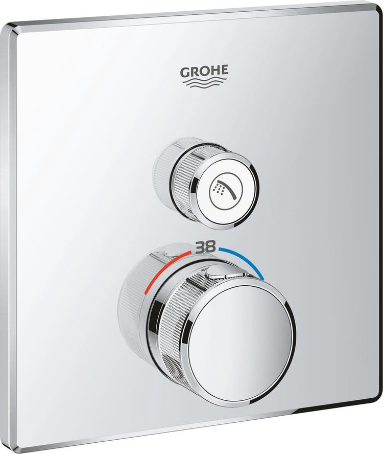 Robinet de douche thermostatique Grohe Grohtherm smartcontrol - mitigeur à encastrer - carré - chrome