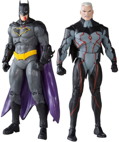 Mcfarlane toys dc collector figurine pack de 2 omega (démasqué) batman (bloody)(étiquette dorée) figurine 18 cm