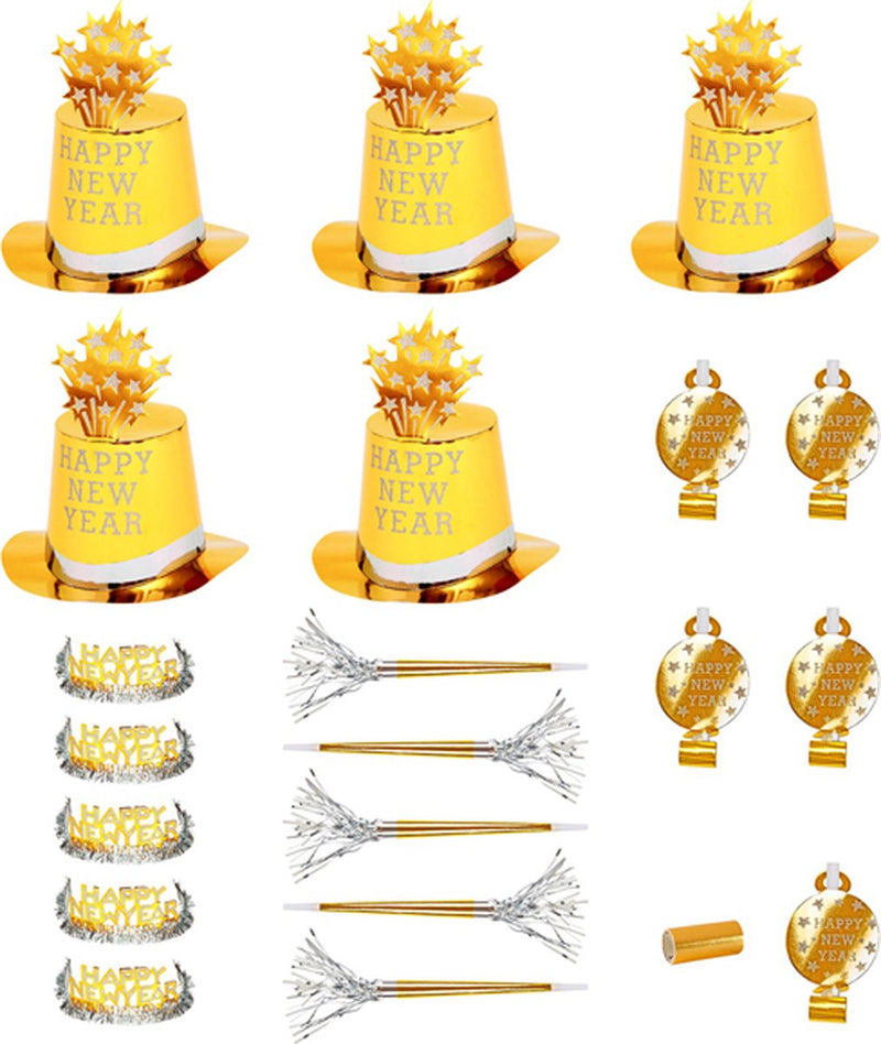 Widmann srl widmann - ancien et nouveau - kit de fête doré bonne année bonne année pour 10 personnes