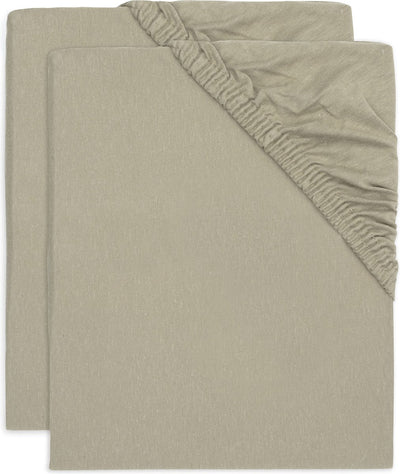 Jollein - drap housse jersey 60x120cm - berceau, lit, lit bébé - vert olive - 2 pièces