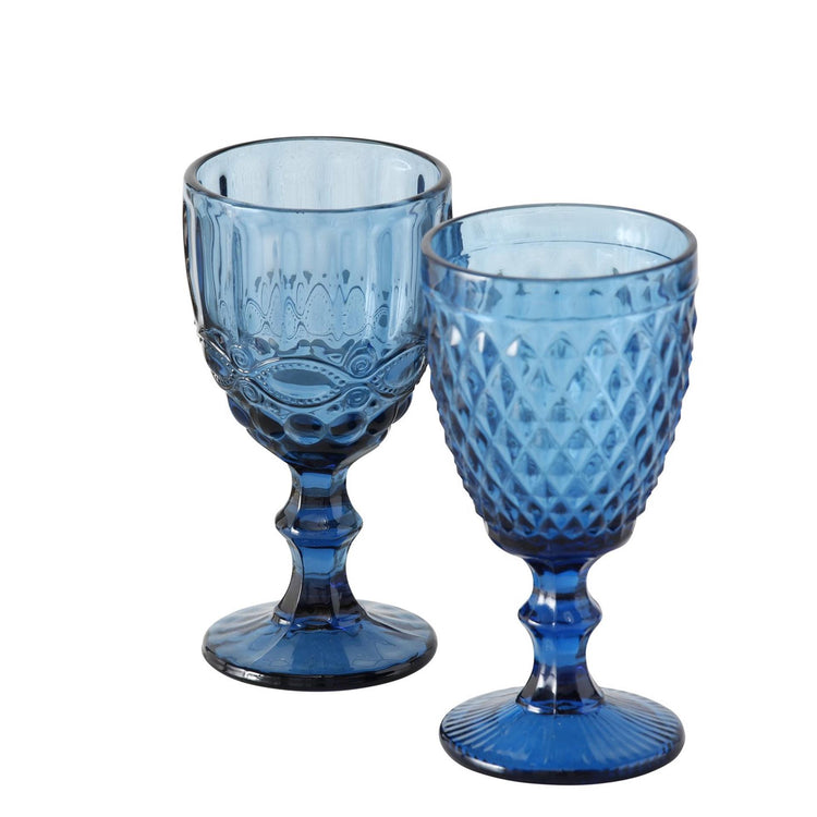 Verre à vin Boltze home bleu h17cm boîte de 6 pcs