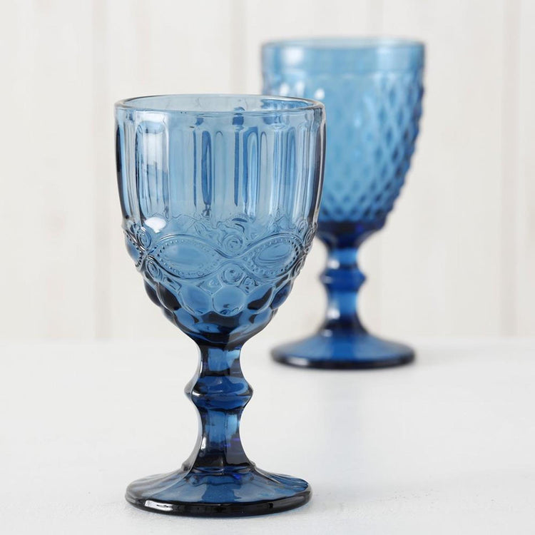 Verre à vin Boltze home bleu h17cm boîte de 6 pcs