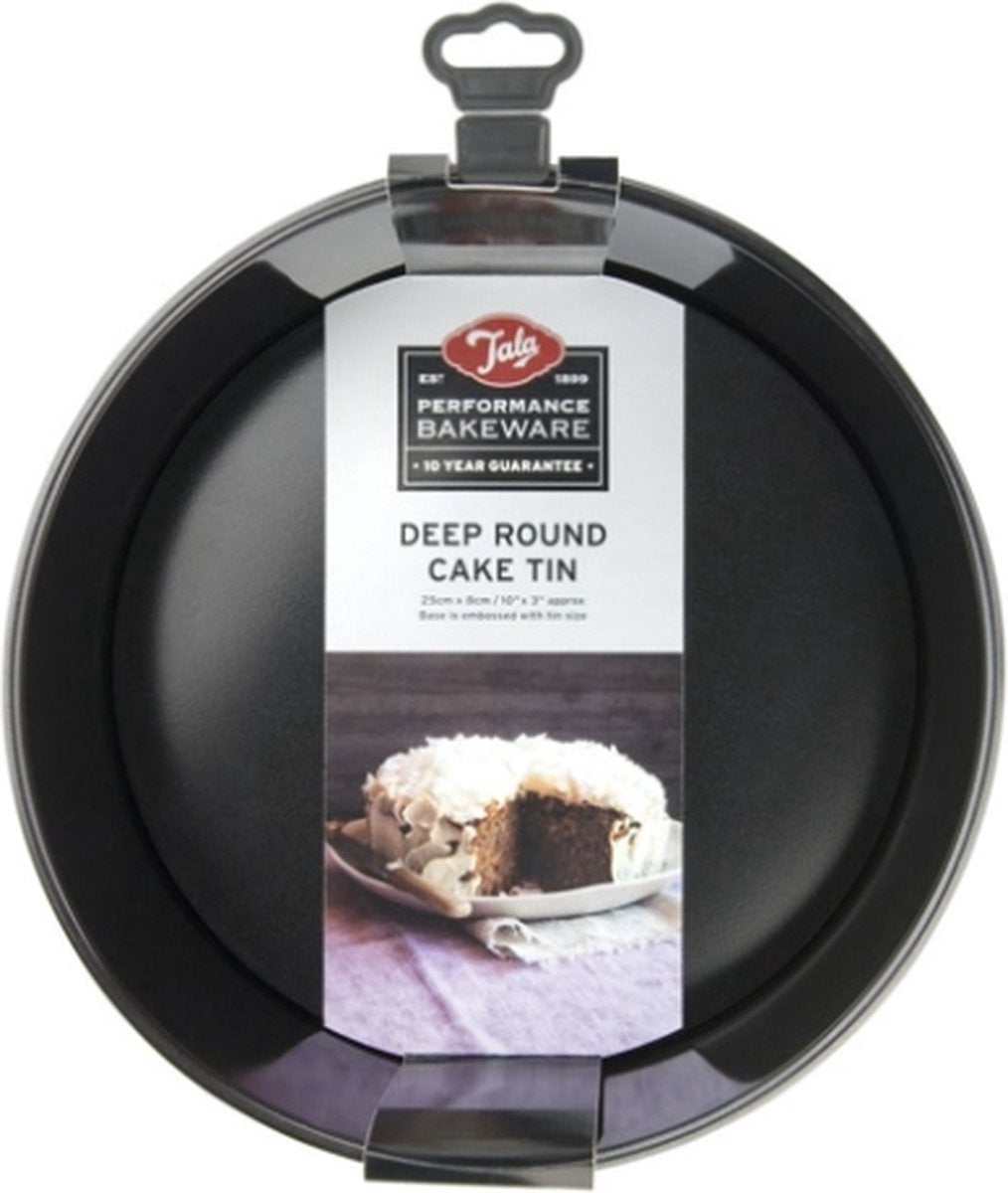 Tala performance – moule rond extra profond – 25 cm – avec fond amovible – double revêtement antiadhésif – acier au carbone – sans BPA-PFOA – passe au lave-vaisselle, four, réfrigérateur-congélateur
