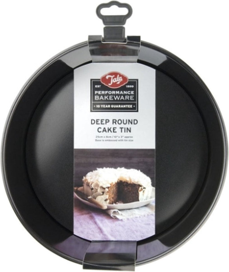 Tala performance – moule rond extra profond – 25 cm – avec fond amovible – double revêtement antiadhésif – acier au carbone – sans BPA-PFOA – passe au lave-vaisselle, four, réfrigérateur-congélateur