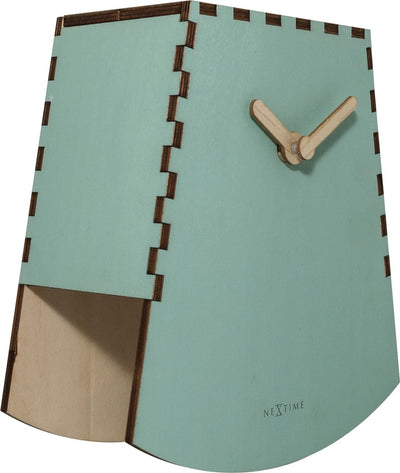 Nexttime rocky – horloge de table – 20 cm – bois – turquoise