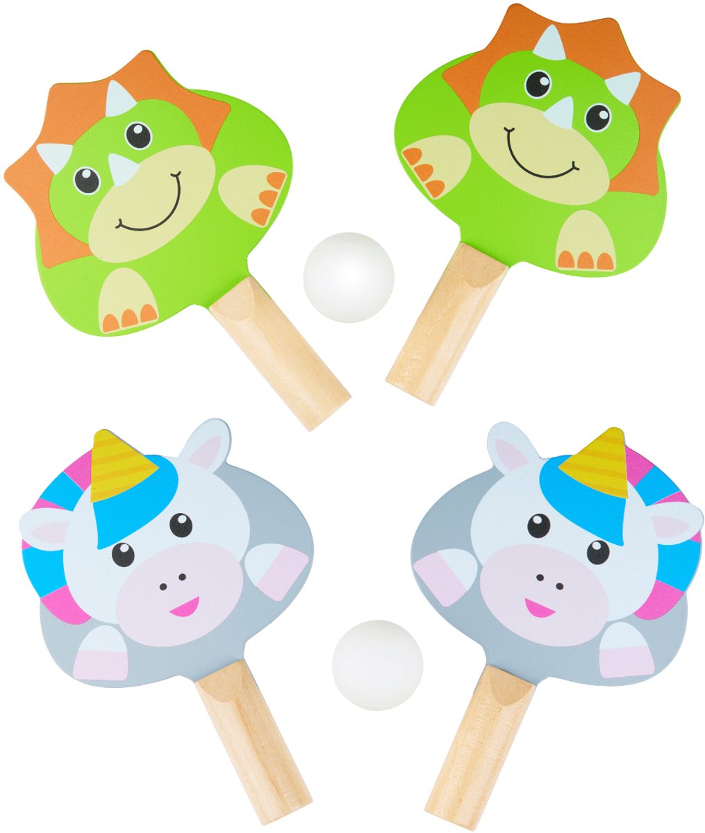 Eddy Toys Set de Tennis de Table 3 pièces - Set de Tennis de Table avec 2 Raquettes et 1 Balle - Set de Tennis de Table récréatif - Disponible en Design Dino ou Licorne - 1 Set aléatoire