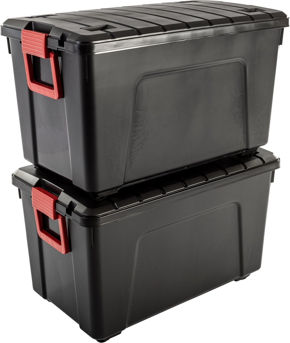 Boîte de rangement Iris store-it-all - 110l - plastique - noir - lot de 2