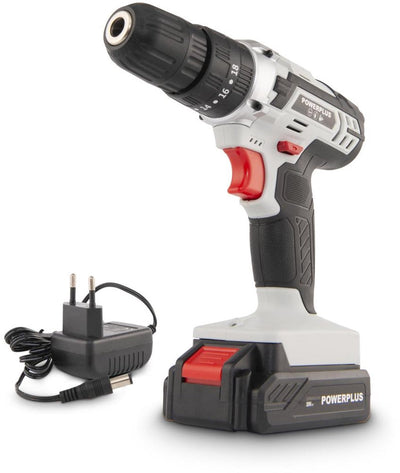 Perceuse à percussion sans fil Powerplus powc1080 - 20v - vitesse variable - incl. 1 batterie et chargeur 2,0 Ah - perceuse pour béton, bois et acier