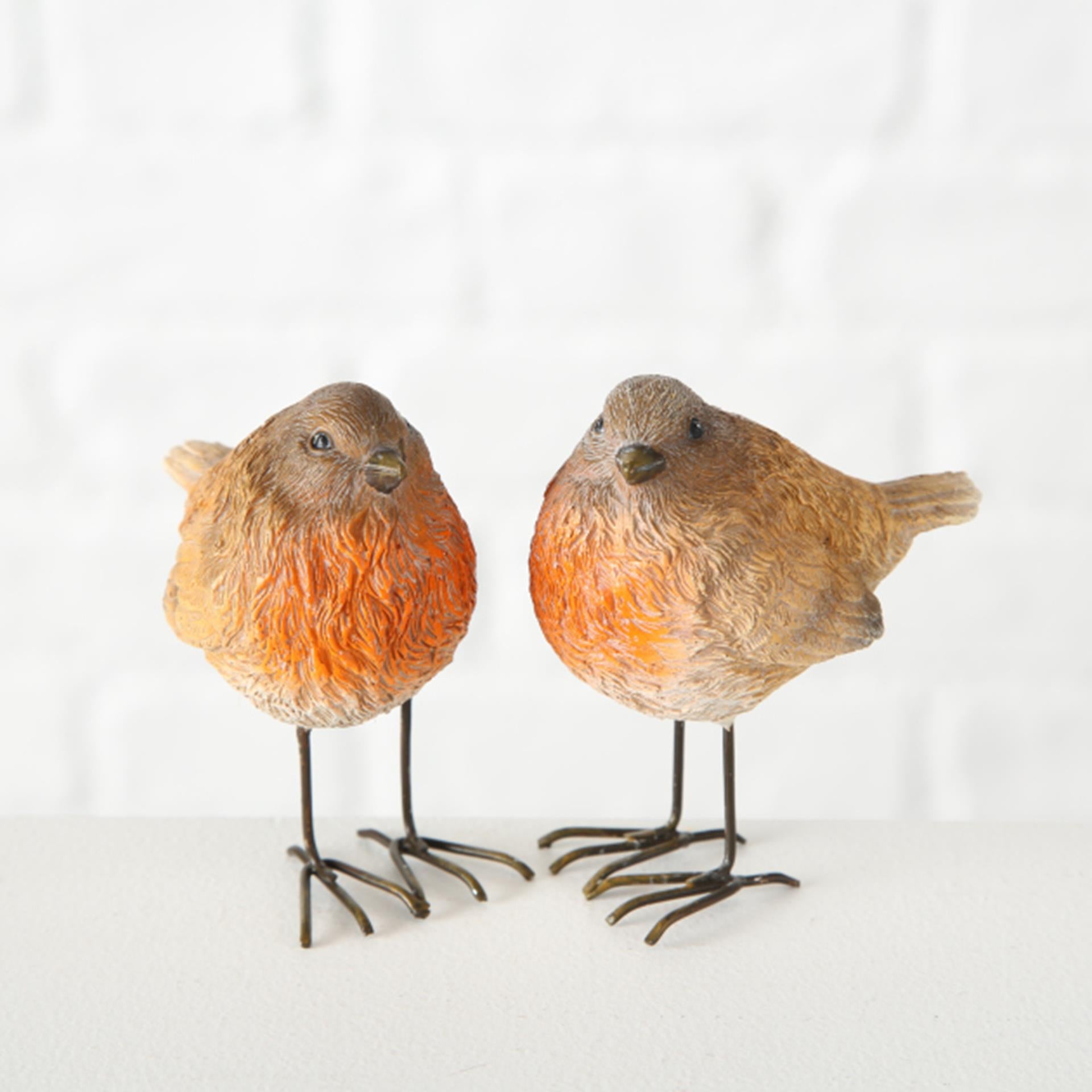 Boltze home oiseau rouge-gorge h8cm résine synthétique marron