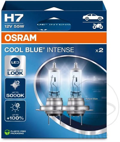 Lampes halogènes pour voiture Osram cool blue intense next gen h7 - lumière plus blanche et jusqu'à 100 % de visibilité en plus - qualité allemande - lot de 2 lampes - 64210cbn-2hb