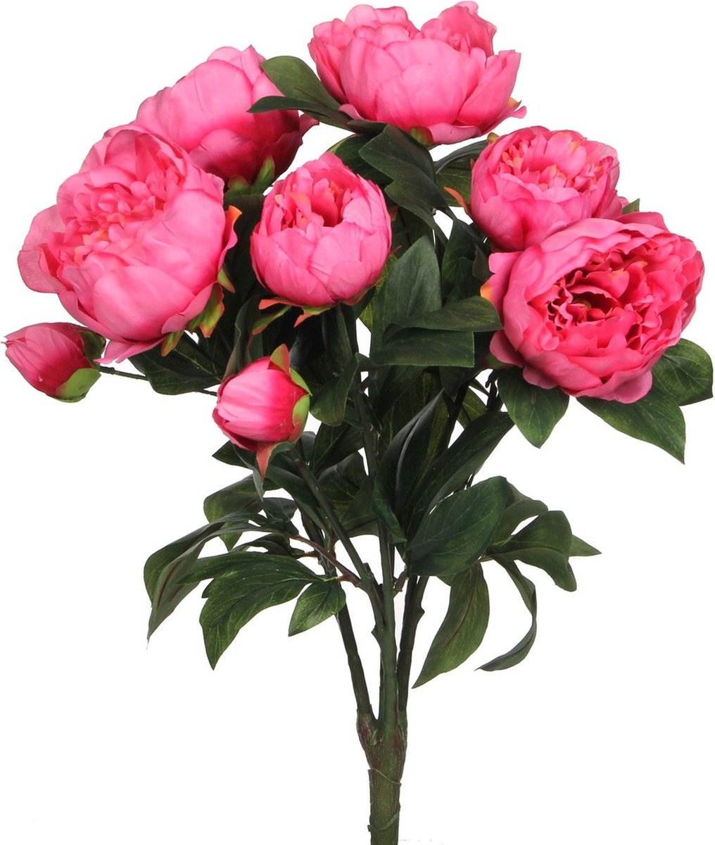 Décorations en Mica bouquet de fleurs artificielles pivoine fuchsia - fuchsia - 55 cm - fleurs de décoration - fausses fleurs