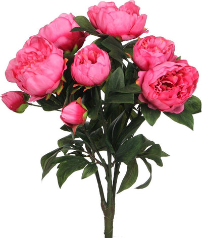 Décorations en Mica bouquet de fleurs artificielles pivoine fuchsia - fuchsia - 55 cm - fleurs de décoration - fausses fleurs