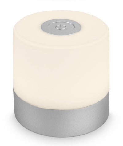 B.k.licht briloner - mini lampe de table rechargeable - avec USB-C - sans fil - dimmable - lampe d'extérieur - lampe pour enfants - lumière blanche chaude 2 700 K - 7x7 cm - chrome