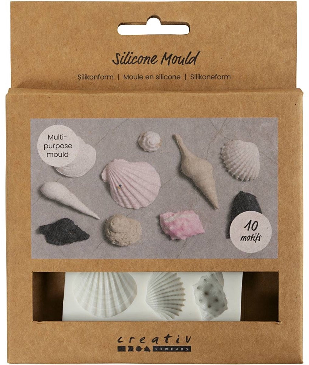 Moules en silicone Creativ company, conques et coquillages, h : 1 cm, l : 1-2,8 cm, 1 pièce
