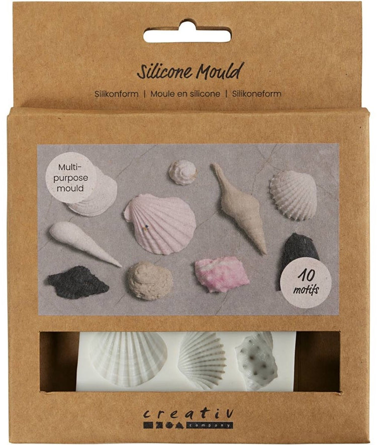 Moules en silicone Creativ company, conques et coquillages, h : 1 cm, l : 1-2,8 cm, 1 pièce