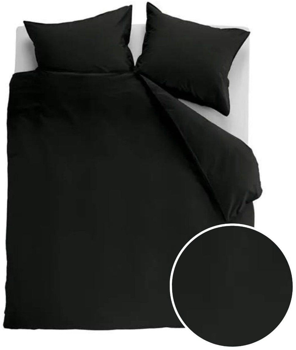 Housse de couette Ambiante coton uni - uni - double - 200x200 220 cm - noir