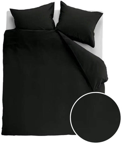 Housse de couette Ambiante coton uni - uni - double - 200x200 220 cm - noir