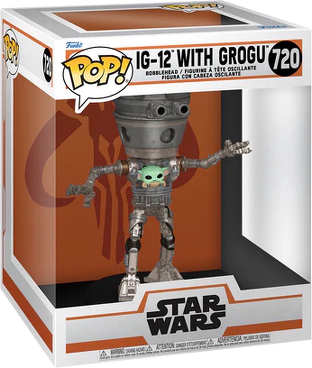 Funko pop deluxe : star wars : le mandalorien - ig-12 avec grogu pop #720