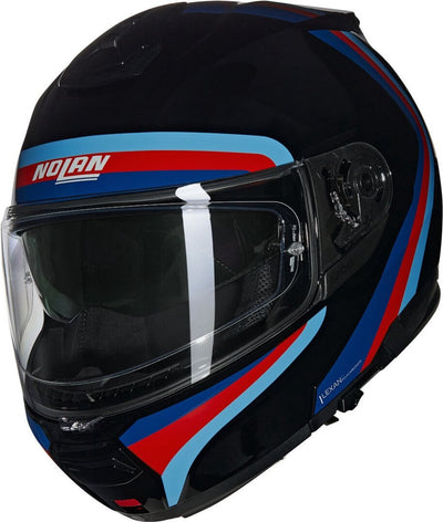 Casque Nolan n100-6 assoluto 348 noir bleu rouge ciel bleu brillant - taille l - casque