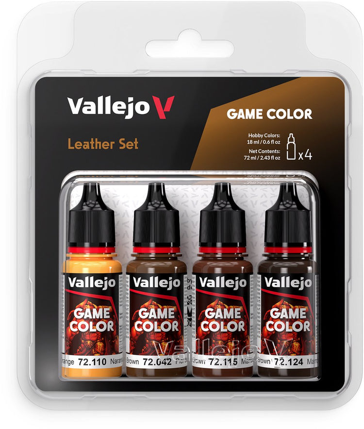 Vallejo Hobby Paint Peinture acrylique - 72385 Game Color - Set de couleurs pour cuir - Set de peinture acrylique - 4x 18 ml