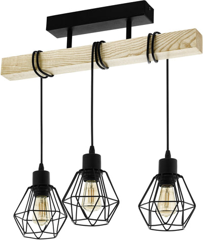 Plafonnier Eglo townshend 5 - e27 - 55 cm - marron noir - bois fsc