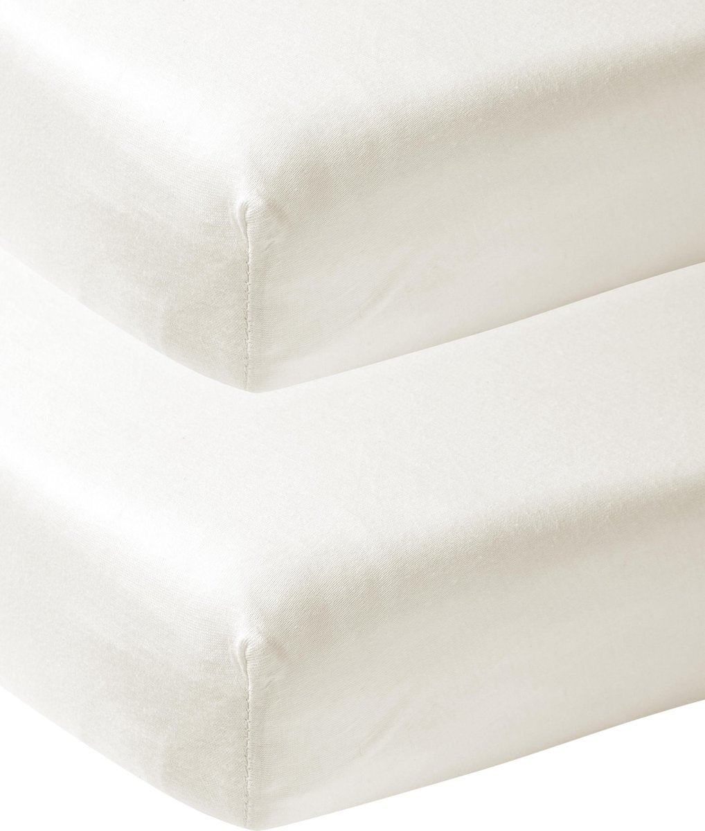 Drap-housse Meyco baby uni pour lit junior - lot de 2 - blanc cassé - 70x140 150cm
