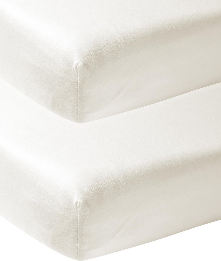 Drap-housse Meyco baby uni pour lit junior - lot de 2 - blanc cassé - 70x140 150cm
