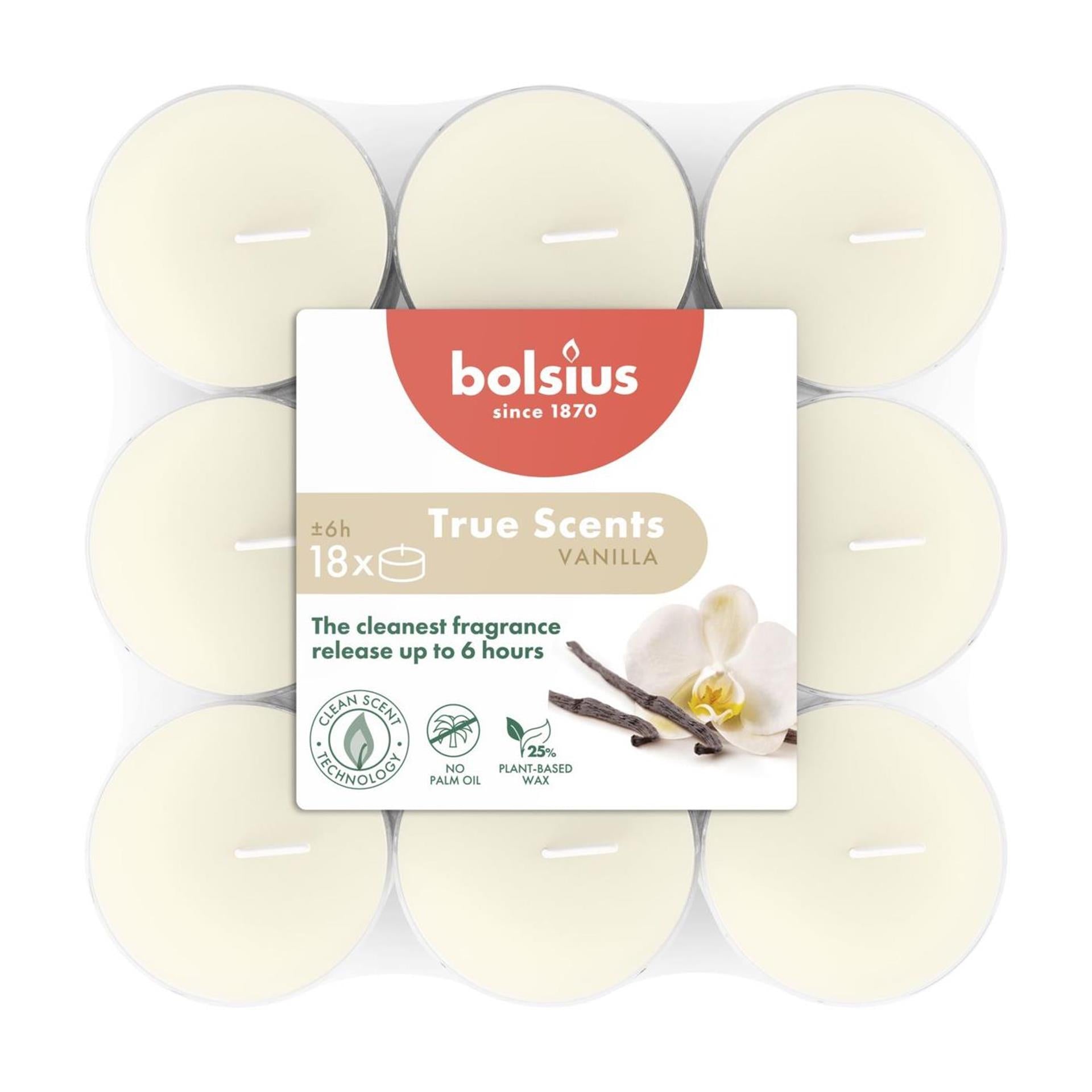 Bolsius bougies chauffe-plat parfumées 6h 18pcs vanille