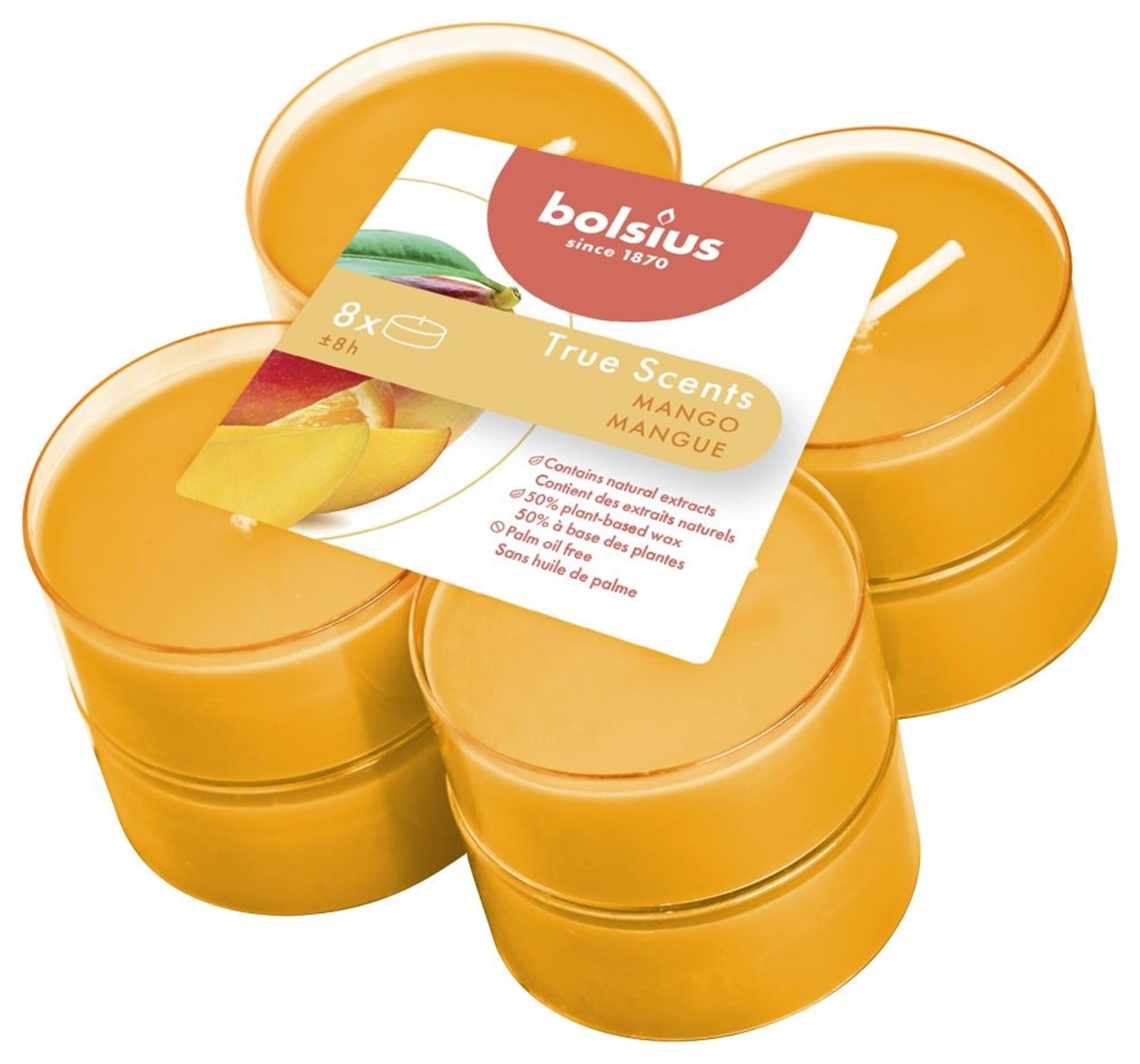 Bolsius Maxilichten True Scents Mango 8 pièces 8 heures