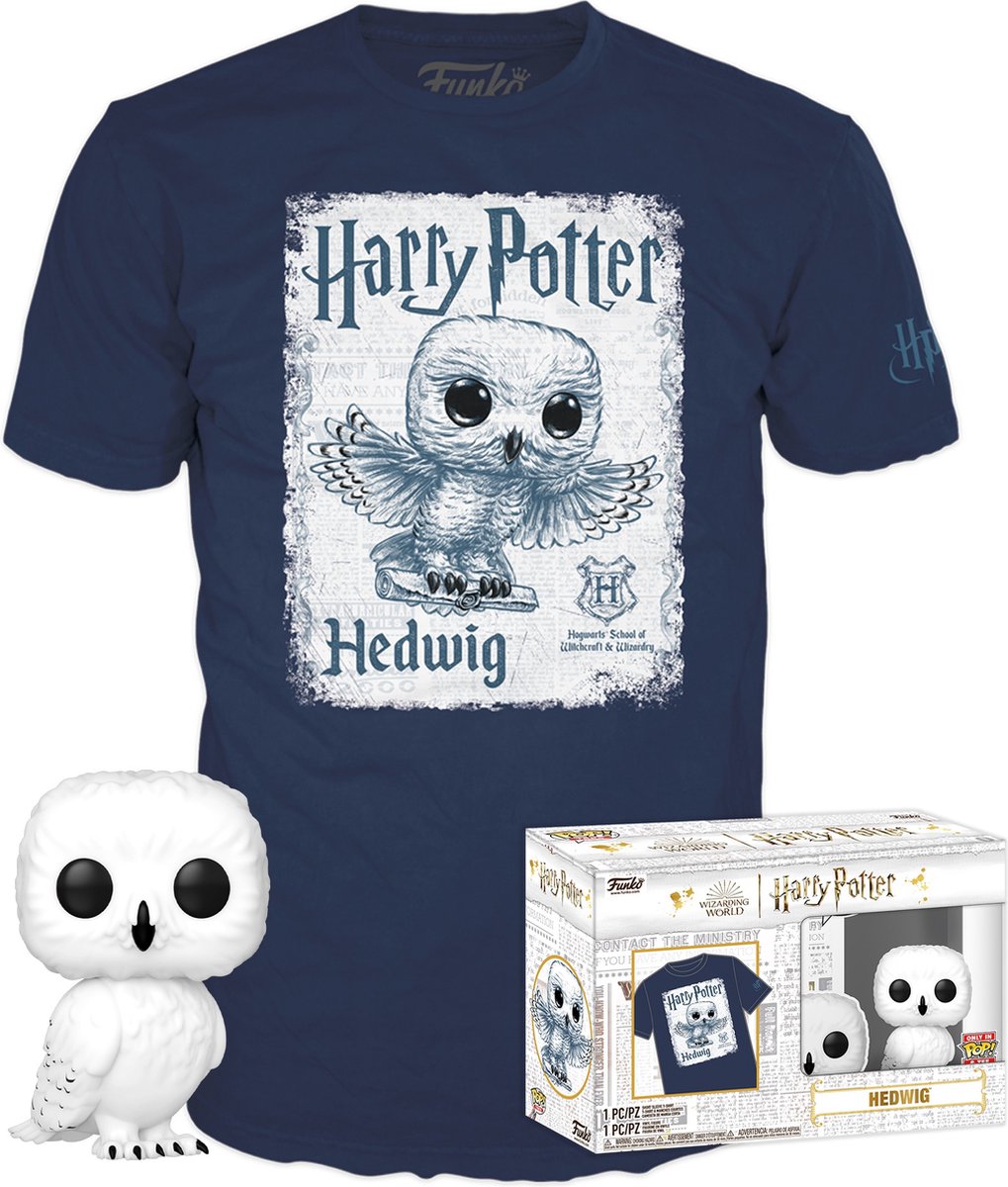 Ensemble de t-shirts à figurines à collectionner Funko Harry Potter -s- pop ! tee box hedwig bleu