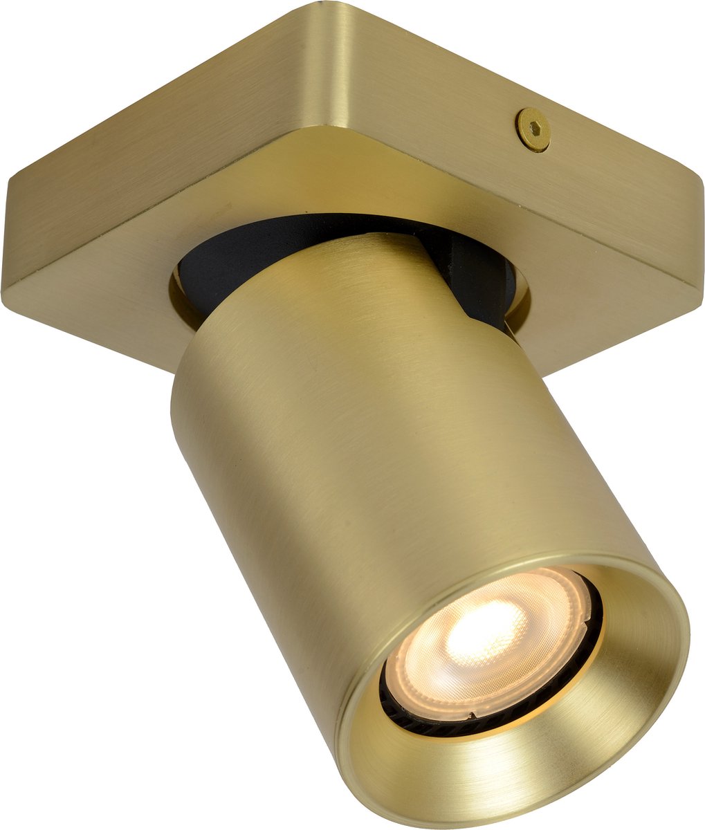 Lucide nigel - spot de plafond (plafonnier) - led dim to warm - gu10 - 1x5w 2200k 3000k - laiton doré mat