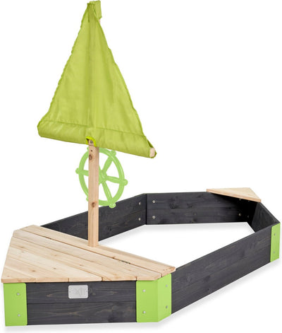 Exit jouets exit axent bac à sable en bois bateau 190x90cm - bac à sable extérieur - bac à sable enfant - bois FSC - jardin