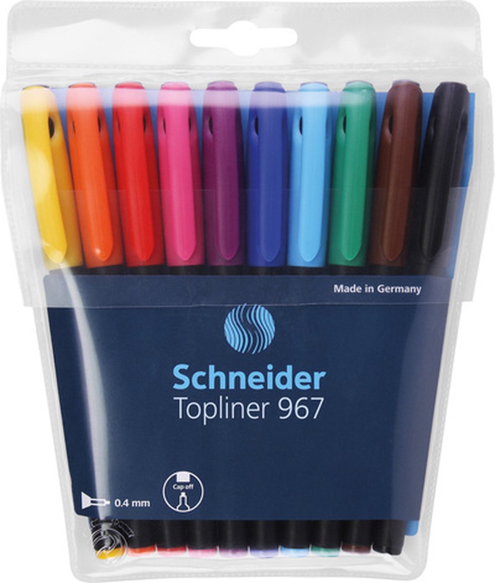 Instruments d'écriture Schneider schneider fineliner - topliner 967 - largeur de trait 0,4 mm - lot de 10 pièces assorties - s-196790