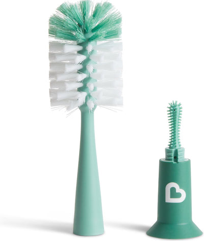 Goupillon pour biberon Munchkin - poils - goupillon pour biberon - brosse de nettoyage - avec ventouse - goupillon pour biberon et tétine - vert