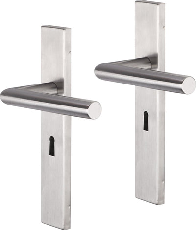 Poignée de porte Impresso - herse - pour l'intérieur - bouclier de porte carré avec trou de serrure - acier inoxydable - 2 pièces