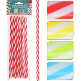 Pailles 12 pièces 20 cm 4 assorties | 24 pièces