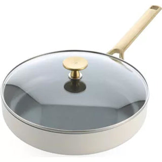 Sauteuse BK sublime 28cm avec couvercle - 3,6l - revêtement antiadhésif sans PFA - sauteuse induction - poêle céramique - passe au four jusqu'à 220°c - avec couvercle en verre - crème