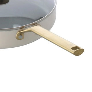 Sauteuse BK sublime 28cm avec couvercle - 3,6l - revêtement antiadhésif sans PFA - sauteuse induction - poêle céramique - passe au four jusqu'à 220°c - avec couvercle en verre - crème